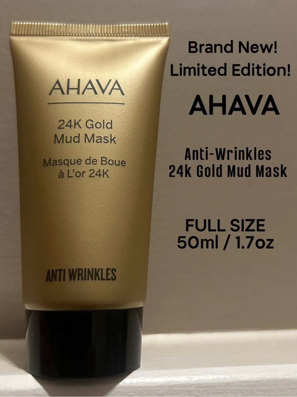 NWT Full Size! 50ml / 1.7oz AHAVA Anti Wrinkle 24K Gold Mud Mask